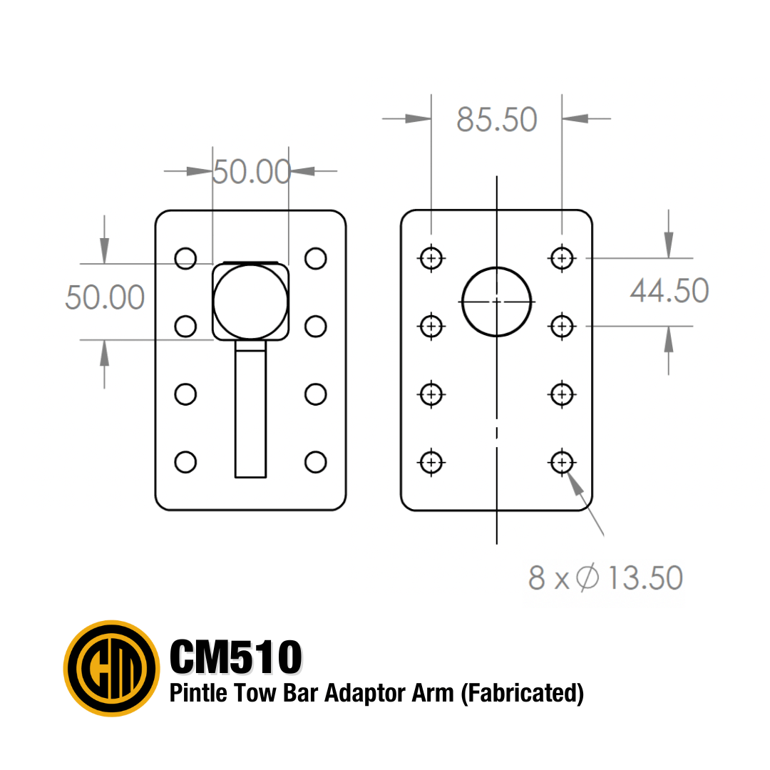 Couple Mate Pintle Towbar Adaptor 8 Hole