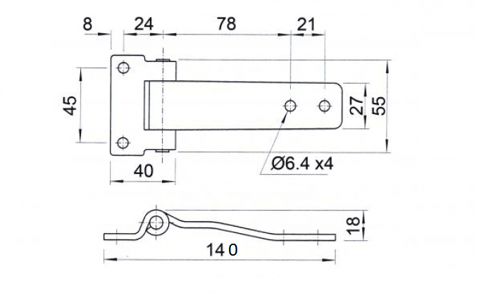 Door hinge 140 Length Stainless Steel