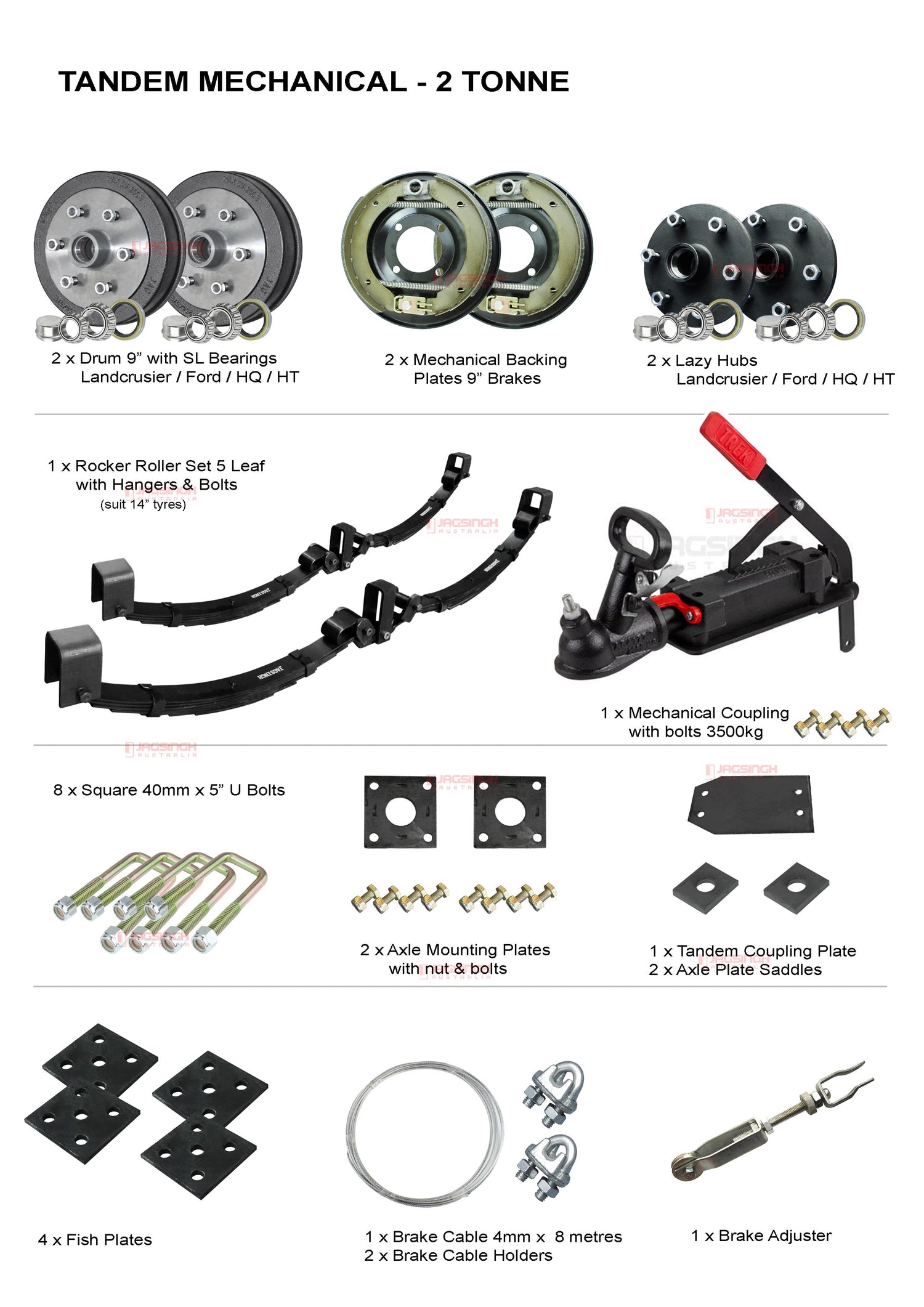 Tandem Mechanical Drum 2 Tonne Rocker Roller Kit